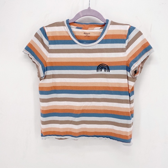Madewell Tops - Madewell Embroidered Rainbow Stripe Tee